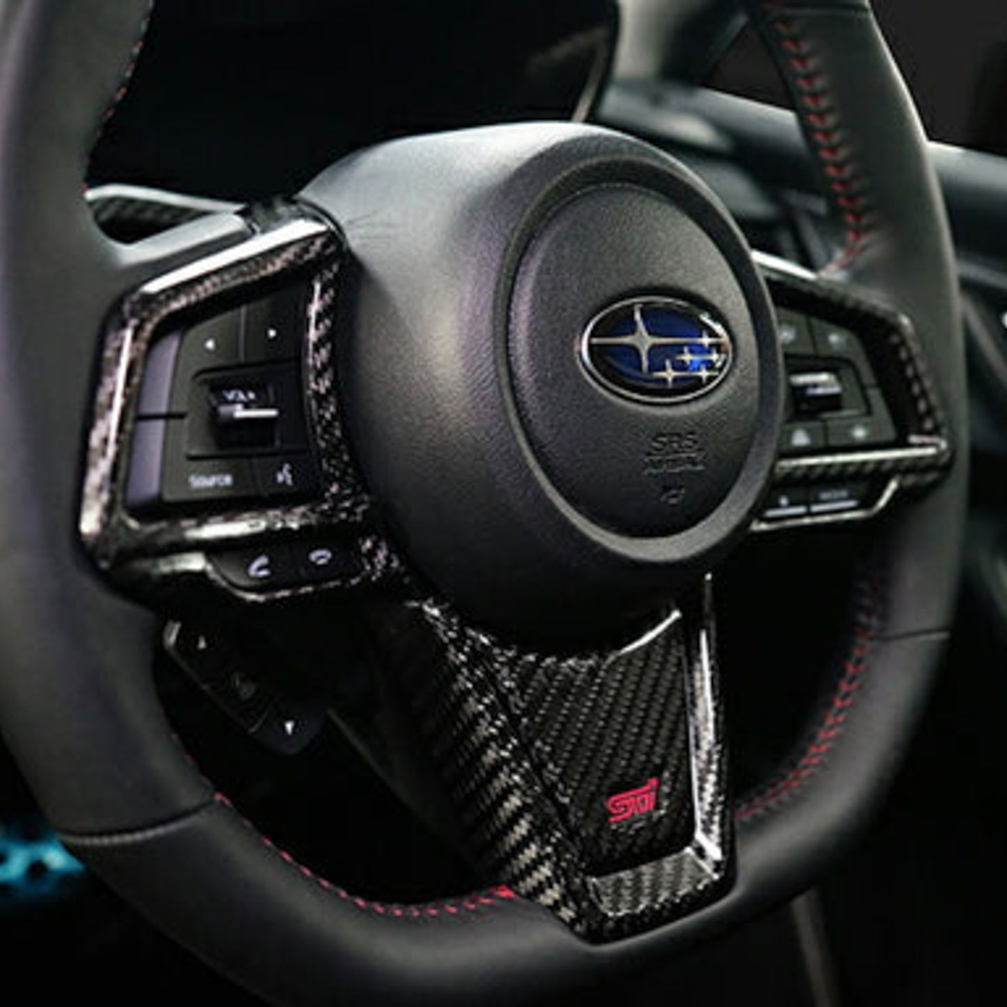 AXIS PARTS Steering Wheel Switch Panel Covers - For STI Emblem (3-Piece) For 2022+ Subaru WRX VB/VN [Dry Carbon Fibre]